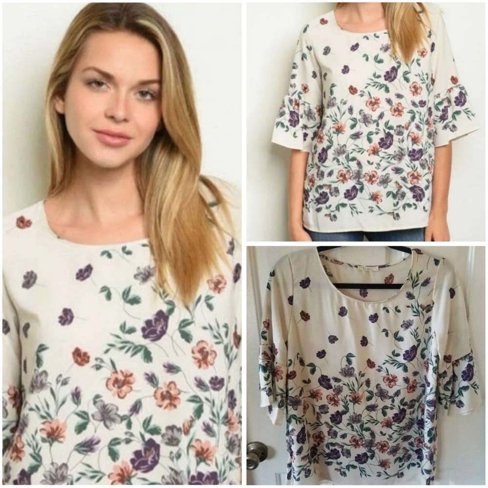 Ivory Spring floral top size medium NWOT